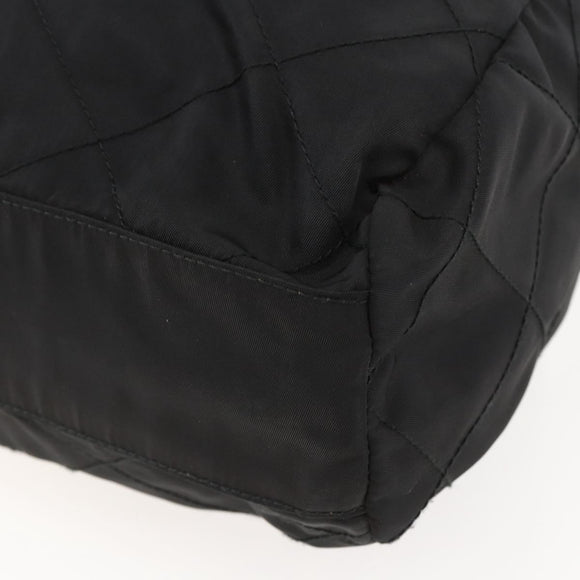 PRADA Chain Shoulder Bag Nylon Black Gold Auth 144611