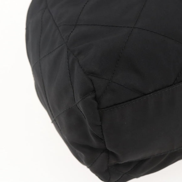 PRADA Chain Shoulder Bag Nylon Black Gold Auth 144611