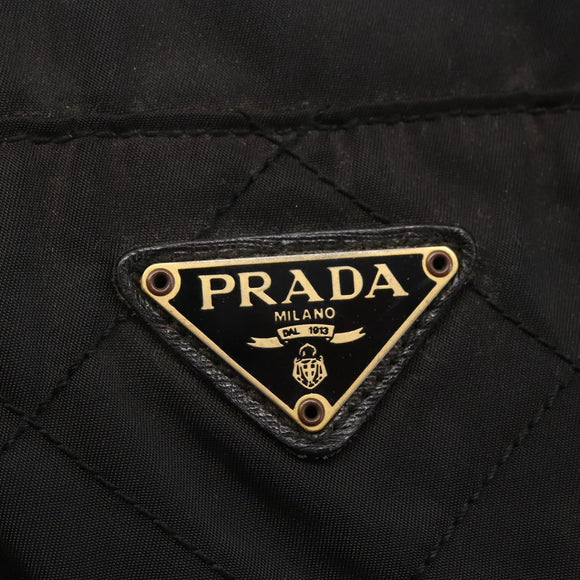 PRADA Chain Shoulder Bag Nylon Black Gold Auth 144611