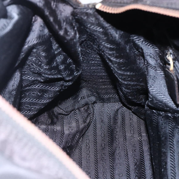 PRADA Chain Shoulder Bag Nylon Black Gold Auth 144611