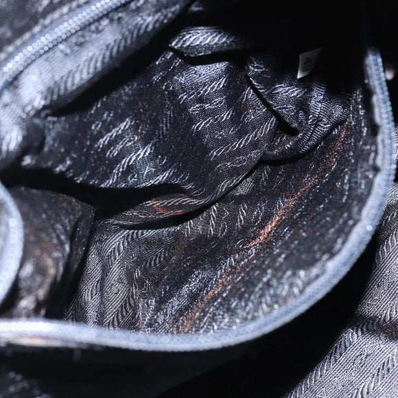 PRADA Chain Shoulder Bag Nylon Black Gold Auth 144611