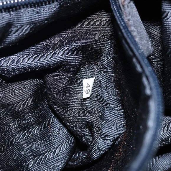 PRADA Chain Shoulder Bag Nylon Black Gold Auth 144611