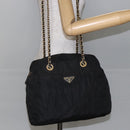PRADA Chain Shoulder Bag Nylon Black Gold Auth 144611-26