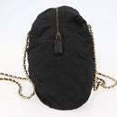 PRADA Chain Shoulder Bag Nylon Black Gold Auth 144611-3