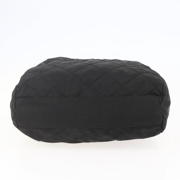 PRADA Chain Shoulder Bag Nylon Black Gold Auth 144611