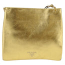 PRADA Chain Shoulder Bag Leather Gold Auth 144612-13