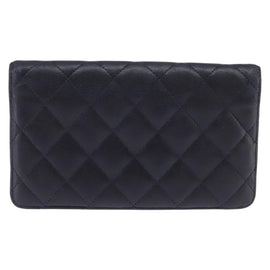 CHANEL Matelasse COCO Mark Long Wallet Leather Black CC Auth 144624 - 0