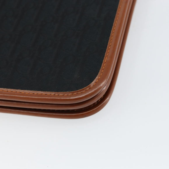 Christian Dior Trotter Canvas Chain Shoulder Bag Black Gold Auth 144627