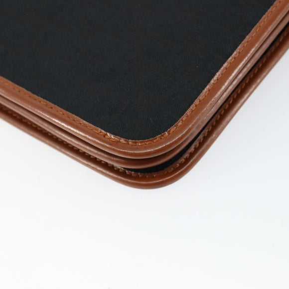 Christian Dior Trotter Canvas Chain Shoulder Bag Black Gold Auth 144627