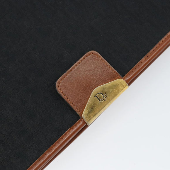 Christian Dior Trotter Canvas Chain Shoulder Bag Black Gold Auth 144627