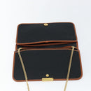 Christian Dior Trotter Canvas Chain Shoulder Bag Black Gold Auth 144627-9