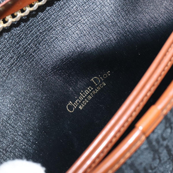 Christian Dior Trotter Canvas Chain Shoulder Bag Black Gold Auth 144627