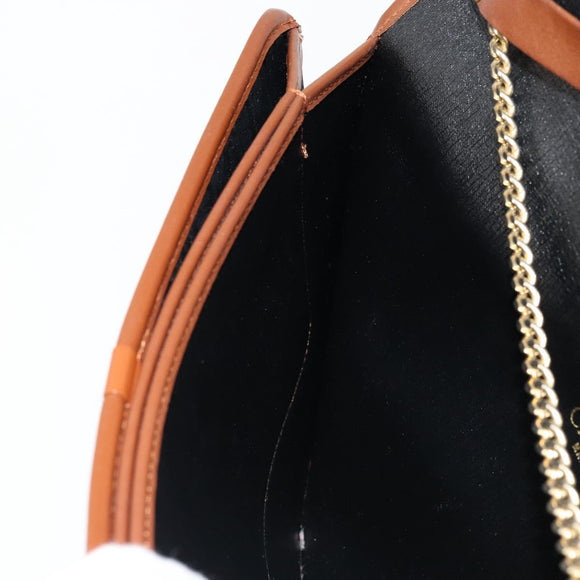 Christian Dior Trotter Canvas Chain Shoulder Bag Black Gold Auth 144627