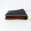 Christian Dior Trotter Canvas Chain Shoulder Bag Black Gold Auth 144627-3