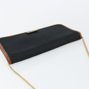 Christian Dior Trotter Canvas Chain Shoulder Bag Black Gold Auth 144627-6