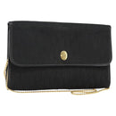 Christian Dior Trotter Canvas Chain Shoulder Bag Black Gold Auth 144628-1