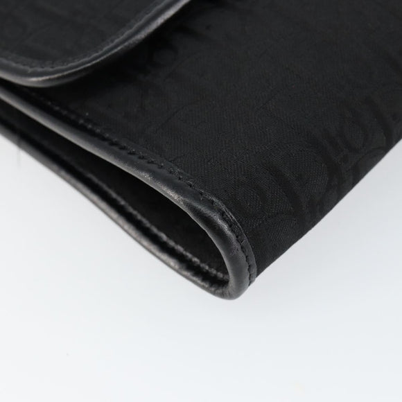 Christian Dior Trotter Canvas Chain Shoulder Bag Black Gold Auth 144628