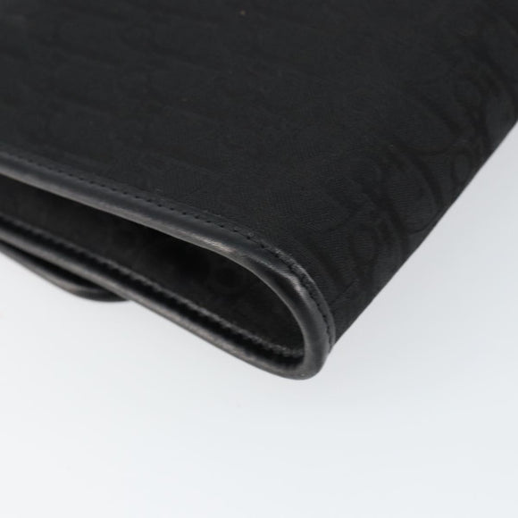 Christian Dior Trotter Canvas Chain Shoulder Bag Black Gold Auth 144628