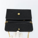 Christian Dior Trotter Canvas Chain Shoulder Bag Black Gold Auth 144628-15