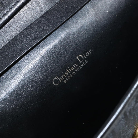 Christian Dior Trotter Canvas Chain Shoulder Bag Black Gold Auth 144628