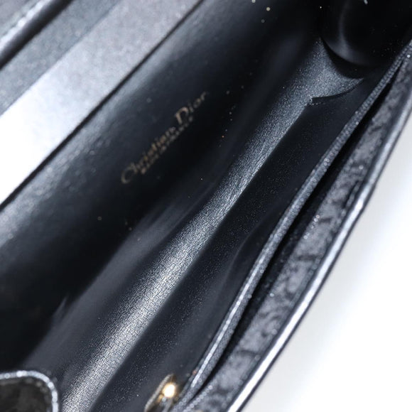 Christian Dior Trotter Canvas Chain Shoulder Bag Black Gold Auth 144628