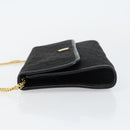 Christian Dior Trotter Canvas Chain Shoulder Bag Black Gold Auth 144628-5