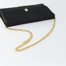 Christian Dior Trotter Canvas Chain Shoulder Bag Black Gold Auth 144628-7
