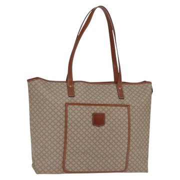 CELINE Macadam Canvas Shoulder Bag PVC Beige Gold Auth 144633