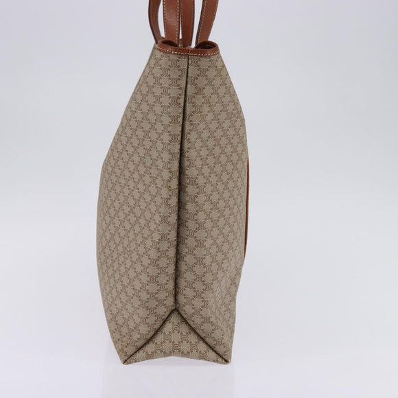 CELINE Macadam Canvas Shoulder Bag PVC Beige Gold Auth 144633