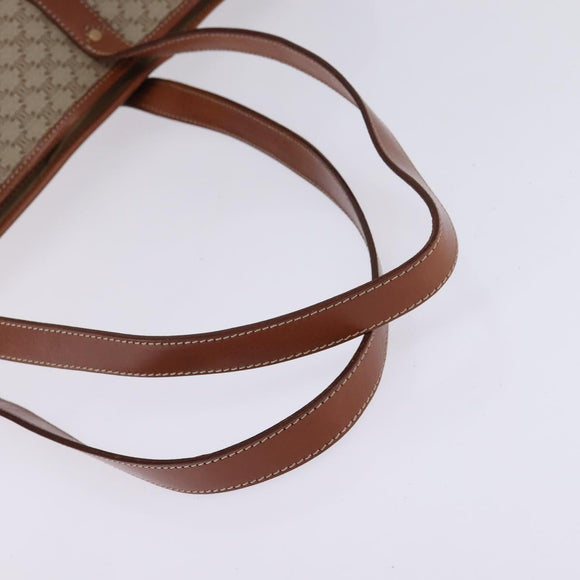 CELINE Macadam Canvas Shoulder Bag PVC Beige Gold Auth 144633