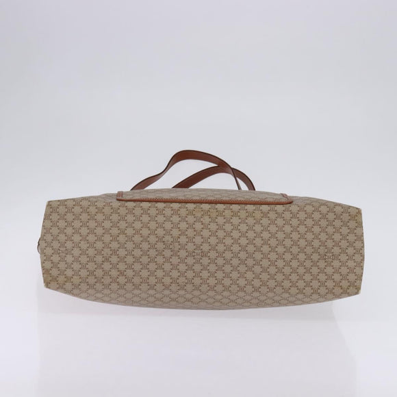 CELINE Macadam Canvas Shoulder Bag PVC Beige Gold Auth 144633