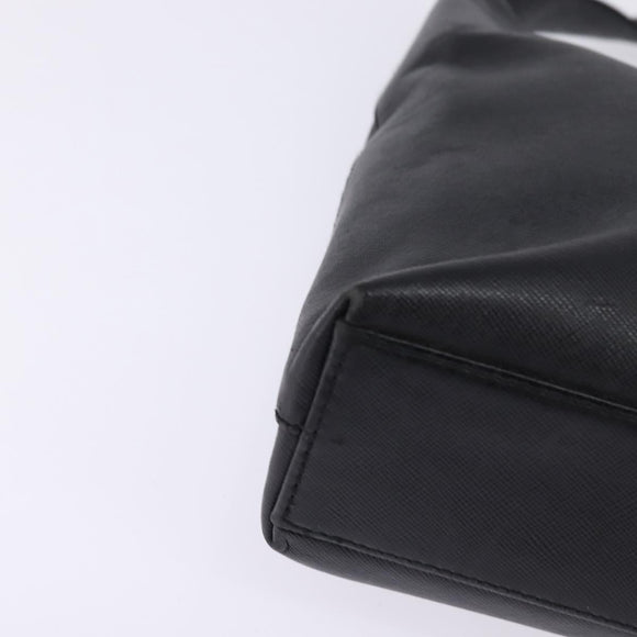 Salvatore Ferragamo Gancini Shoulder Bag Leather Black Gold Auth 144644