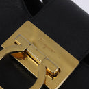 Salvatore Ferragamo Gancini Shoulder Bag Leather Black Gold Auth 144644-10