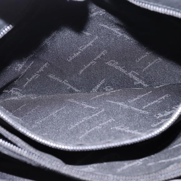 Salvatore Ferragamo Gancini Shoulder Bag Leather Black Gold Auth 144644