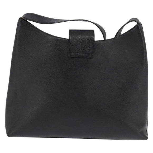 Salvatore Ferragamo Gancini Shoulder Bag Leather Black Gold Auth 144644