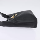 Salvatore Ferragamo Gancini Shoulder Bag Leather Black Gold Auth 144644-3