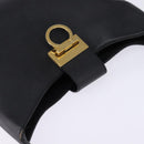 Salvatore Ferragamo Gancini Shoulder Bag Leather Black Gold Auth 144644-6