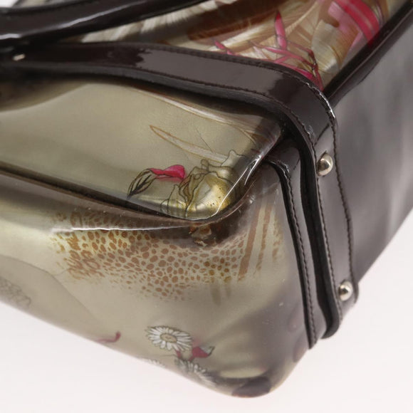 Salvatore Ferragamo Animal Pattern Hand Bag Vinyl Brown Auth 144645