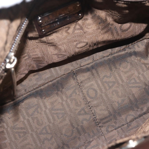 Salvatore Ferragamo Animal Pattern Hand Bag Vinyl Brown Auth 144645