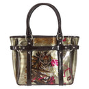 Salvatore Ferragamo Animal Pattern Hand Bag Vinyl Brown Auth 144645-2