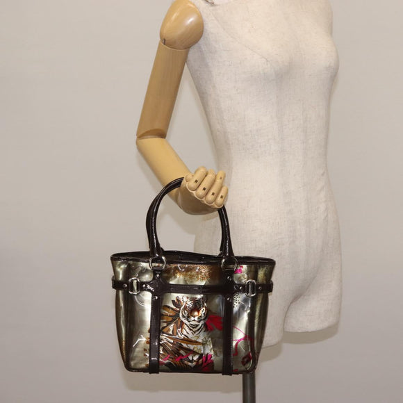 Salvatore Ferragamo Animal Pattern Hand Bag Vinyl Brown Auth 144645