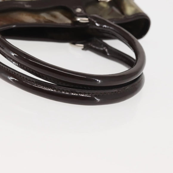 Salvatore Ferragamo Animal Pattern Hand Bag Vinyl Brown Auth 144645