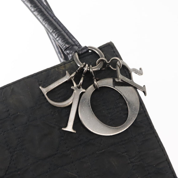 Christian Dior Canage Shoulder Bag Nylon Black Silver Auth 144646