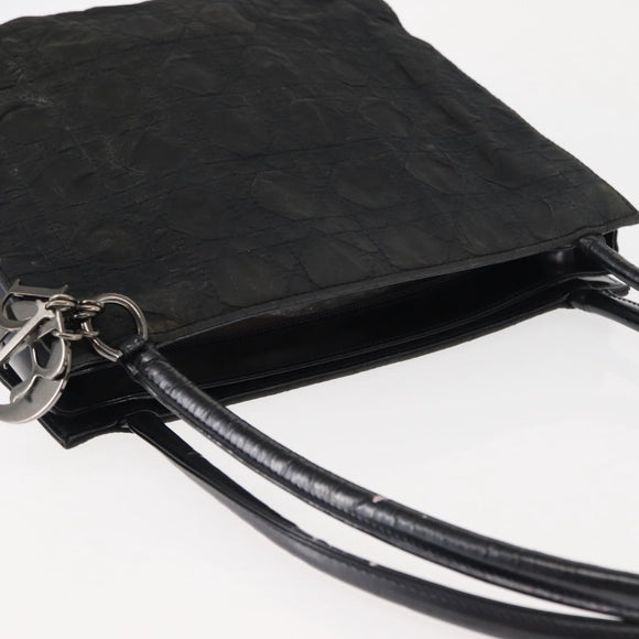 Christian Dior Canage Shoulder Bag Nylon Black Silver Auth 144646