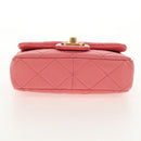 CHANEL Mini Matelasse 17 Single Flap Chain Lamb Skin Pink AS3114 CC Auth 144652M-5