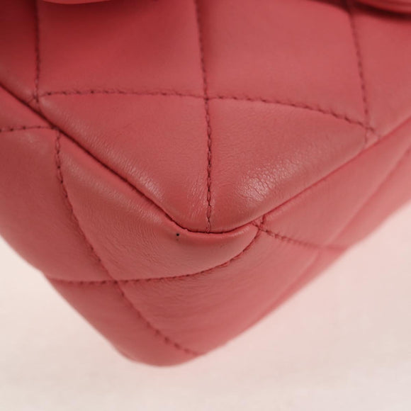 CHANEL Mini Matelasse 17 Single Flap Chain Lamb Skin Pink AS3114 CC Auth 144652M
