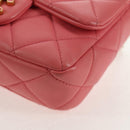 CHANEL Mini Matelasse 17 Single Flap Chain Lamb Skin Pink AS3114 CC Auth 144652M-17
