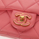 CHANEL Mini Matelasse 17 Single Flap Chain Lamb Skin Pink AS3114 CC Auth 144652M-20