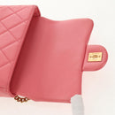 CHANEL Mini Matelasse 17 Single Flap Chain Lamb Skin Pink AS3114 CC Auth 144652M-21
