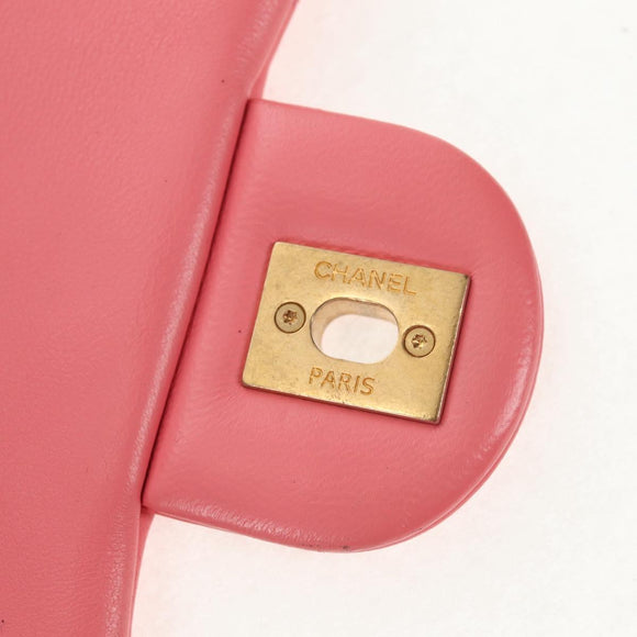 CHANEL Mini Matelasse 17 Single Flap Chain Lamb Skin Pink AS3114 CC Auth 144652M
